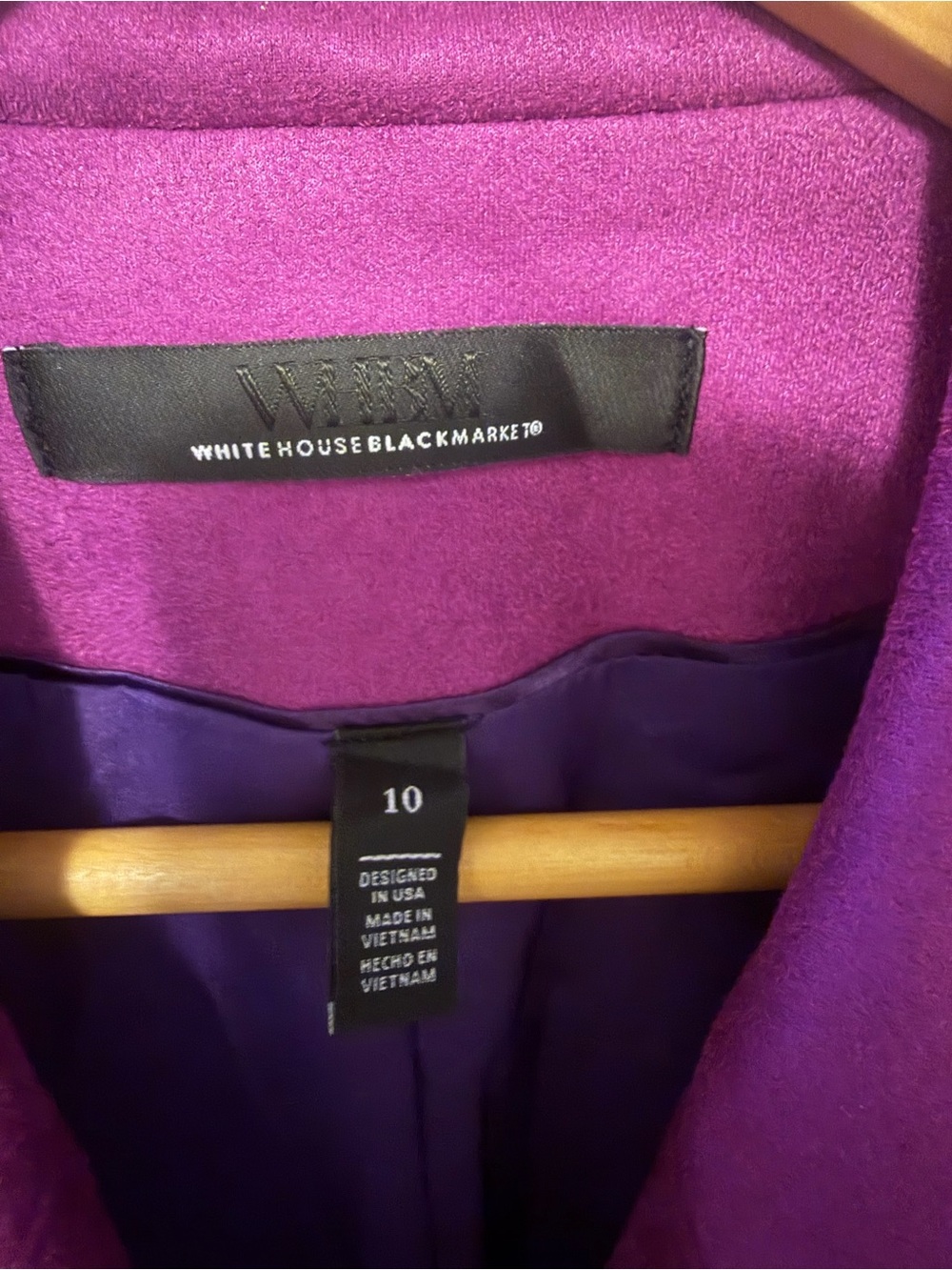 White House Black Market Fuchsia Double-Breasted Blazer w matching skirt. - Picture 7 of 14
